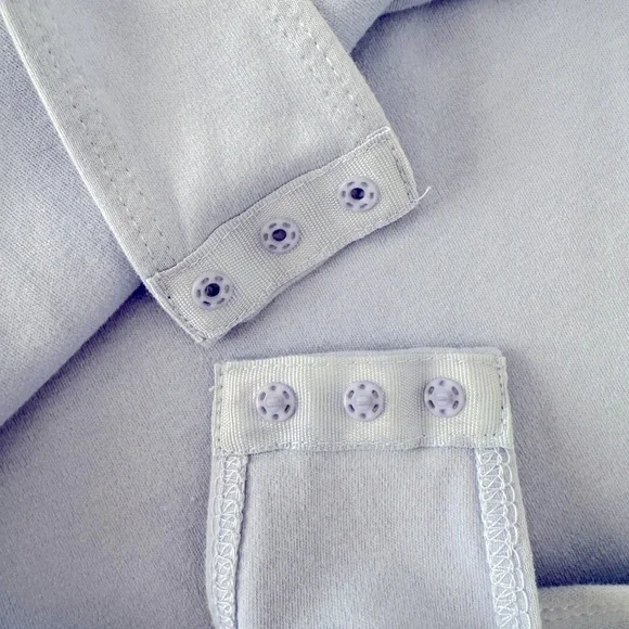 One Shoulder Bodysuit Dusty Blue Snaps at Bottom Excellent condition Size Small - Picture 3 of 4